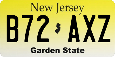 NJ license plate B72AXZ