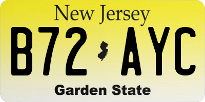 NJ license plate B72AYC