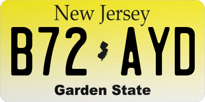 NJ license plate B72AYD