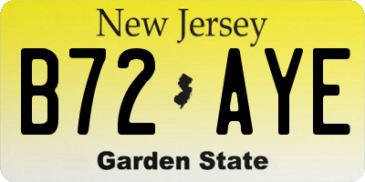 NJ license plate B72AYE