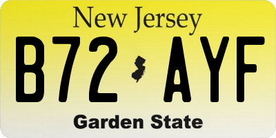 NJ license plate B72AYF