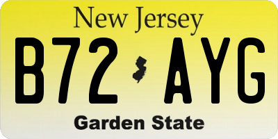 NJ license plate B72AYG