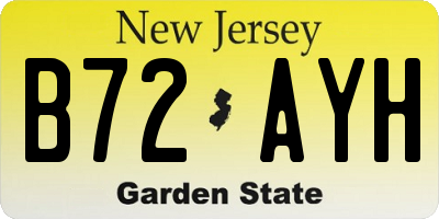 NJ license plate B72AYH
