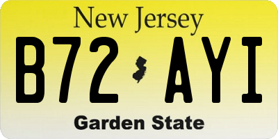 NJ license plate B72AYI