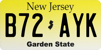 NJ license plate B72AYK