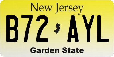 NJ license plate B72AYL