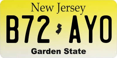 NJ license plate B72AYO