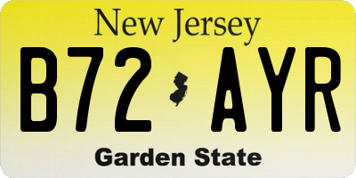 NJ license plate B72AYR