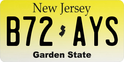 NJ license plate B72AYS