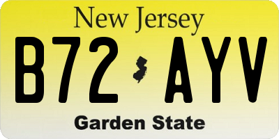 NJ license plate B72AYV