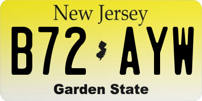 NJ license plate B72AYW
