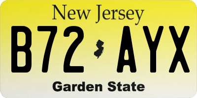 NJ license plate B72AYX