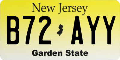 NJ license plate B72AYY