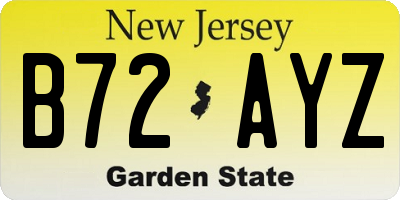 NJ license plate B72AYZ