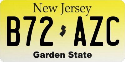 NJ license plate B72AZC