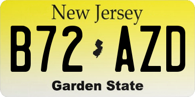 NJ license plate B72AZD