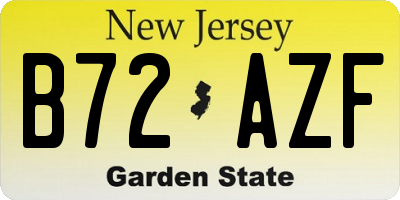 NJ license plate B72AZF