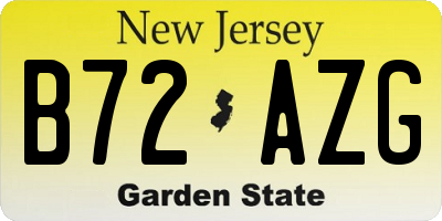 NJ license plate B72AZG