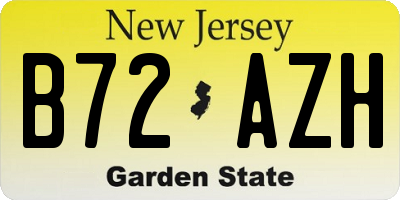 NJ license plate B72AZH