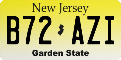 NJ license plate B72AZI