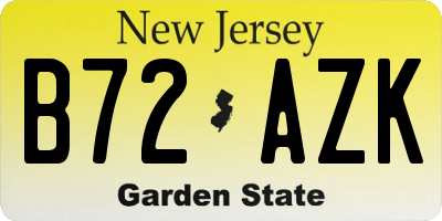 NJ license plate B72AZK