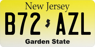 NJ license plate B72AZL