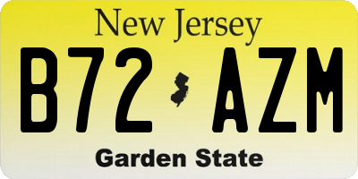 NJ license plate B72AZM