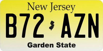 NJ license plate B72AZN