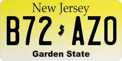 NJ license plate B72AZO