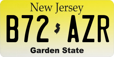 NJ license plate B72AZR