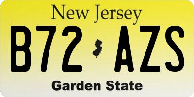 NJ license plate B72AZS