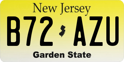 NJ license plate B72AZU