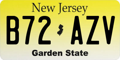 NJ license plate B72AZV
