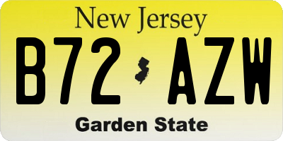 NJ license plate B72AZW