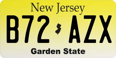 NJ license plate B72AZX
