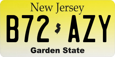 NJ license plate B72AZY
