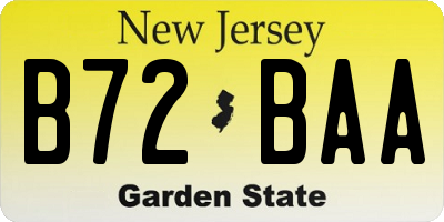 NJ license plate B72BAA