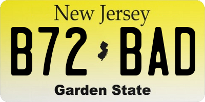 NJ license plate B72BAD