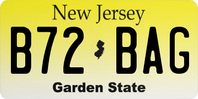 NJ license plate B72BAG
