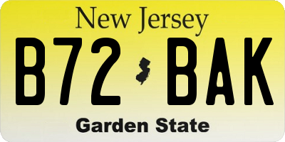 NJ license plate B72BAK