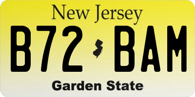 NJ license plate B72BAM
