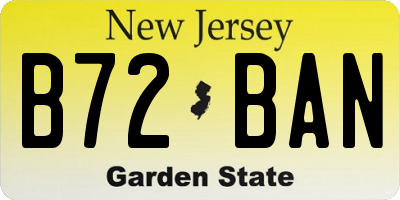 NJ license plate B72BAN