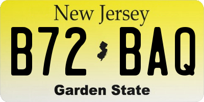 NJ license plate B72BAQ