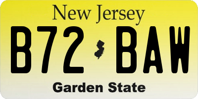 NJ license plate B72BAW