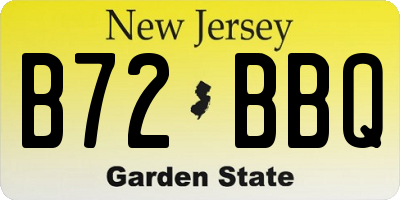 NJ license plate B72BBQ