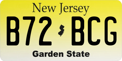 NJ license plate B72BCG