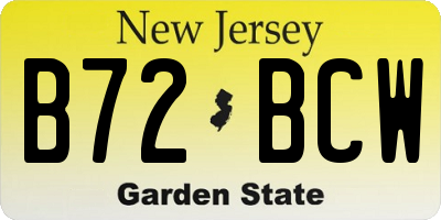 NJ license plate B72BCW