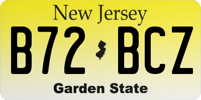 NJ license plate B72BCZ
