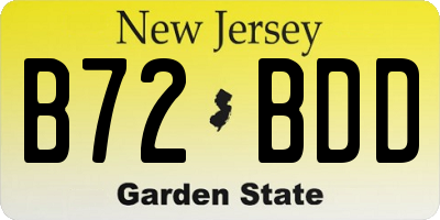 NJ license plate B72BDD