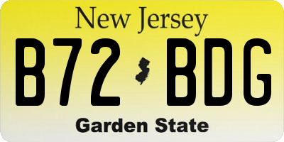 NJ license plate B72BDG